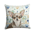 Chihuahua Coastal Sea Glass Decorative Throw Pillow 18x18 Indoor Outdoor Accent Cushion, Fabric Cover with Insert for Sofa, Bed, Porch & Living Room