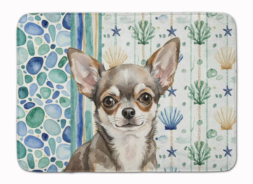 Chihuahua Coastal Sea Glass Memory Foam Kitchen Mat Machine Washable Anti-Fatigue Cushion Comfort Bath or Kitchen Rug