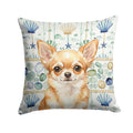 Fawn Chihuahua Coastal Sea Glass Decorative Throw Pillow 14x14 Indoor Outdoor Accent Cushion, Fabric Cover with Insert for Sofa, Bed, Porch & Living Room