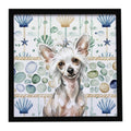 Hairless Mottled Pattern Chinese Crested Coastal Sea Glass Framed Metal Print Bathroom, Kitchen, Office, Home Decor Wall Art Ready to Hang, Square, 8X8