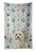 Powderpuff Chinese Crested Coastal Sea Glass Kitchen Towel Velour Plush Front and Cotton Loop Back Machine Washable