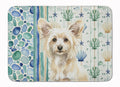 Powderpuff Chinese Crested Coastal Sea Glass Memory Foam Kitchen Mat Machine Washable Anti-Fatigue Cushion Comfort Bath or Kitchen Rug