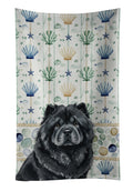 Black Chow Chow Coastal Sea Glass Kitchen Towel Velour Plush Front and Cotton Loop Back Machine Washable