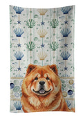 Red Chow Chow Coastal Sea Glass Kitchen Towel Velour Plush Front and Cotton Loop Back Machine Washable
