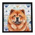 Red Chow Chow Coastal Sea Glass Framed Metal Print Bathroom, Kitchen, Office, Home Decor Wall Art Ready to Hang, Square, 8X8