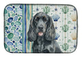 Black Cocker Spaniel Coastal Sea Glass Dish Drying Mat Absorbent Dish Drying Mat Pad for Kitchen Counter Dish Drainer Mat for Countertop, 14 x 21", Multicolor