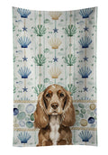 Chocolate Cocker Spaniel Coastal Sea Glass Kitchen Towel Velour Plush Front and Cotton Loop Back Machine Washable