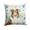 Sable Collie Coastal Sea Glass Decorative Throw Pillow 18x18 Indoor Outdoor Accent Cushion, Fabric Cover with Insert for Sofa, Bed, Porch & Living Room