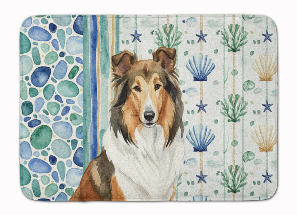 Sable Collie Coastal Sea Glass Memory Foam Kitchen Mat Machine Washable Anti-Fatigue Cushion Comfort Bath or Kitchen Rug