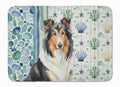 Tricolor Collie Coastal Sea Glass Memory Foam Kitchen Mat Machine Washable Anti-Fatigue Cushion Comfort Bath or Kitchen Rug