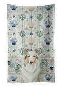 White Collie Coastal Sea Glass Kitchen Towel Velour Plush Front and Cotton Loop Back Machine Washable
