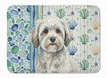 White with Gray Coton de Tulear Coastal Sea Glass Memory Foam Kitchen Mat Machine Washable Anti-Fatigue Cushion Comfort Bath or Kitchen Rug