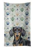 Black and Tan Dachshund Coastal Sea Glass Kitchen Towel Velour Plush Front and Cotton Loop Back Machine Washable