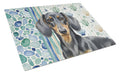 Black and Tan Dachshund Coastal Sea Glass Cutting Board Tempered Glass Kitchen Cutting Surface, Heat Resistant Chopping, Non-Slip Feet, Food Prep & Serving