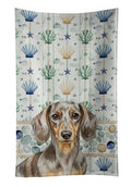 Dapple Dachshund Coastal Sea Glass Kitchen Towel Velour Plush Front and Cotton Loop Back Machine Washable