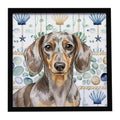 Dapple Dachshund Coastal Sea Glass Framed Metal Print Bathroom, Kitchen, Office, Home Decor Wall Art Ready to Hang, Square, 8X8