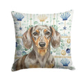 Dapple Dachshund Coastal Sea Glass Decorative Throw Pillow 14x14 Indoor Outdoor Accent Cushion, Fabric Cover with Insert for Sofa, Bed, Porch & Living Room