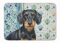 Wirehaired Black and Tan Dachshund Coastal Sea Glass Memory Foam Kitchen Mat Machine Washable Anti-Fatigue Cushion Comfort Bath or Kitchen Rug