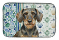 Wirehaired Wild Boar Dachshund Coastal Sea Glass Dish Drying Mat Absorbent Dish Drying Mat Pad for Kitchen Counter Dish Drainer Mat for Countertop, 14 x 21", Multicolor