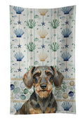 Wirehaired Wild Boar Dachshund Coastal Sea Glass Kitchen Towel Velour Plush Front and Cotton Loop Back Machine Washable