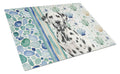 Dalmatian Coastal Sea Glass Cutting Board Tempered Glass Kitchen Cutting Surface, Heat Resistant Chopping, Non-Slip Feet, Food Prep & Serving