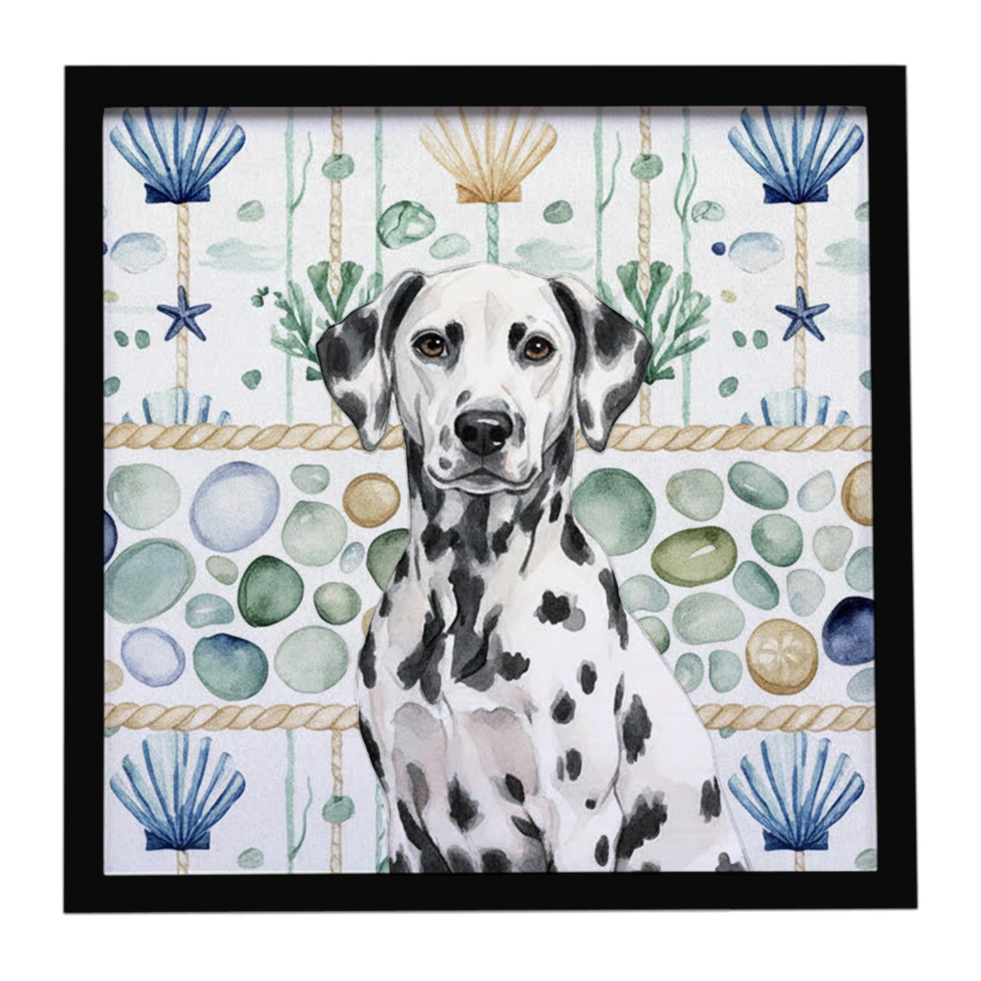 Dalmatian Coastal Sea Glass Framed Metal Print Bathroom, Kitchen, Office, Home Decor Wall Art Ready to Hang, Square, 8X8