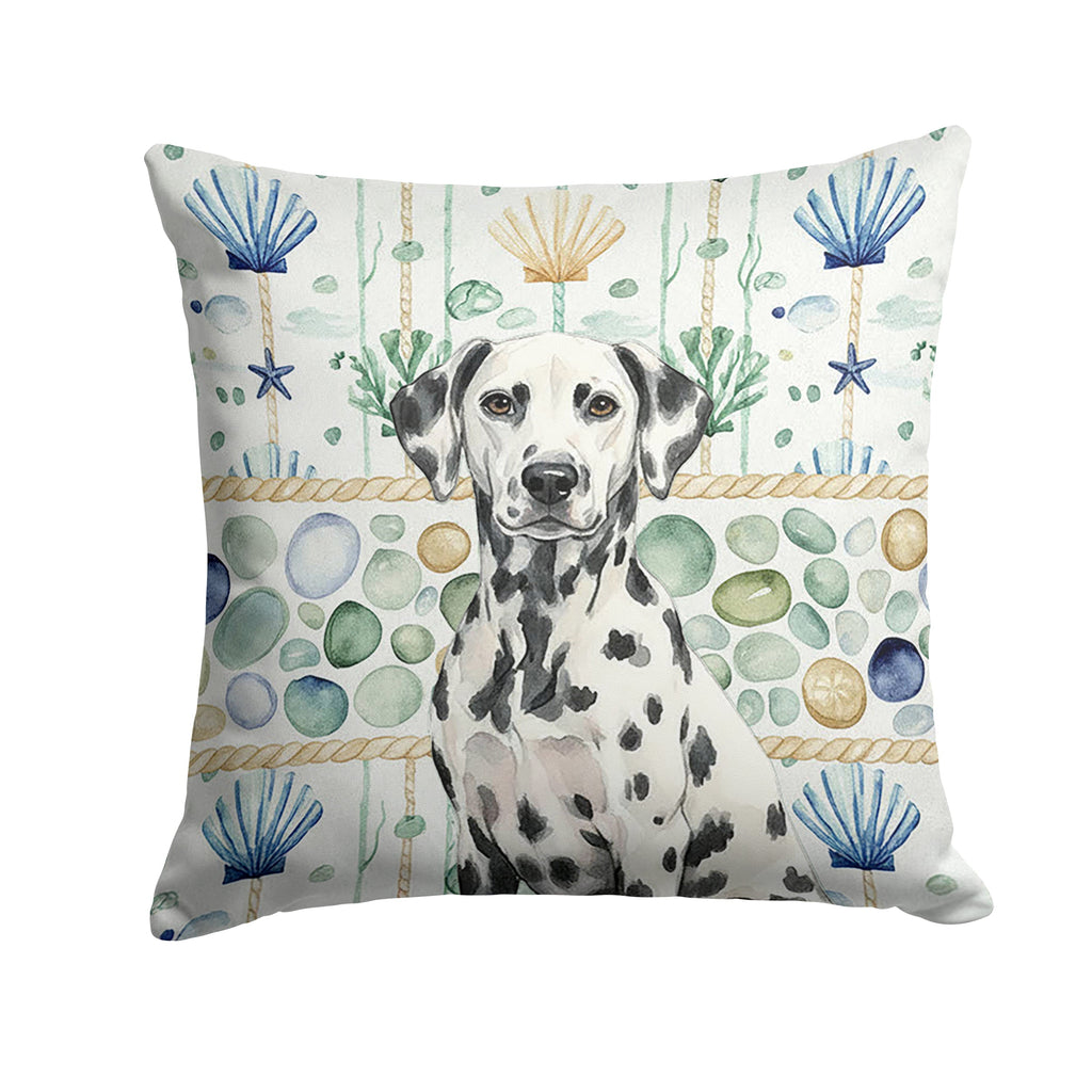 Dalmatian Coastal Sea Glass Decorative Throw Pillow 18x18 Indoor Outdoor Accent Cushion, Fabric Cover with Insert for Sofa, Bed, Porch & Living Room