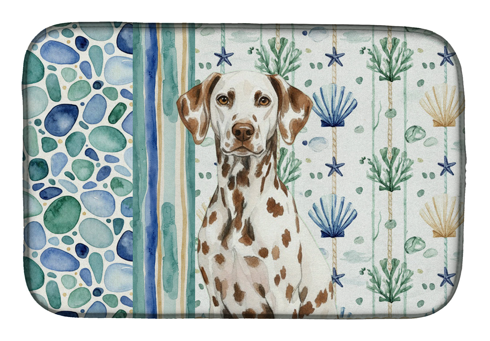 Liver Dalmatian Coastal Sea Glass Dish Drying Mat Absorbent Dish Drying Mat Pad for Kitchen Counter Dish Drainer Mat for Countertop, 14 x 21", Multicolor