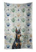 Doberman Pinscher Coastal Sea Glass Kitchen Towel Velour Plush Front and Cotton Loop Back Machine Washable