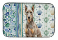 Fawn Doberman Pinscher Coastal Sea Glass Dish Drying Mat Absorbent Dish Drying Mat Pad for Kitchen Counter Dish Drainer Mat for Countertop, 14 x 21", Multicolor
