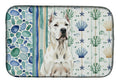 Dogo Argentino Coastal Sea Glass Dish Drying Mat Absorbent Dish Drying Mat Pad for Kitchen Counter Dish Drainer Mat for Countertop, 14 x 21", Multicolor