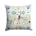 Dogo Argentino Coastal Sea Glass Decorative Throw Pillow 14x14 Indoor Outdoor Accent Cushion, Fabric Cover with Insert for Sofa, Bed, Porch & Living Room