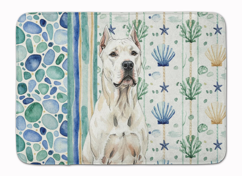 Dogo Argentino Coastal Sea Glass Memory Foam Kitchen Mat Machine Washable Anti-Fatigue Cushion Comfort Bath or Kitchen Rug