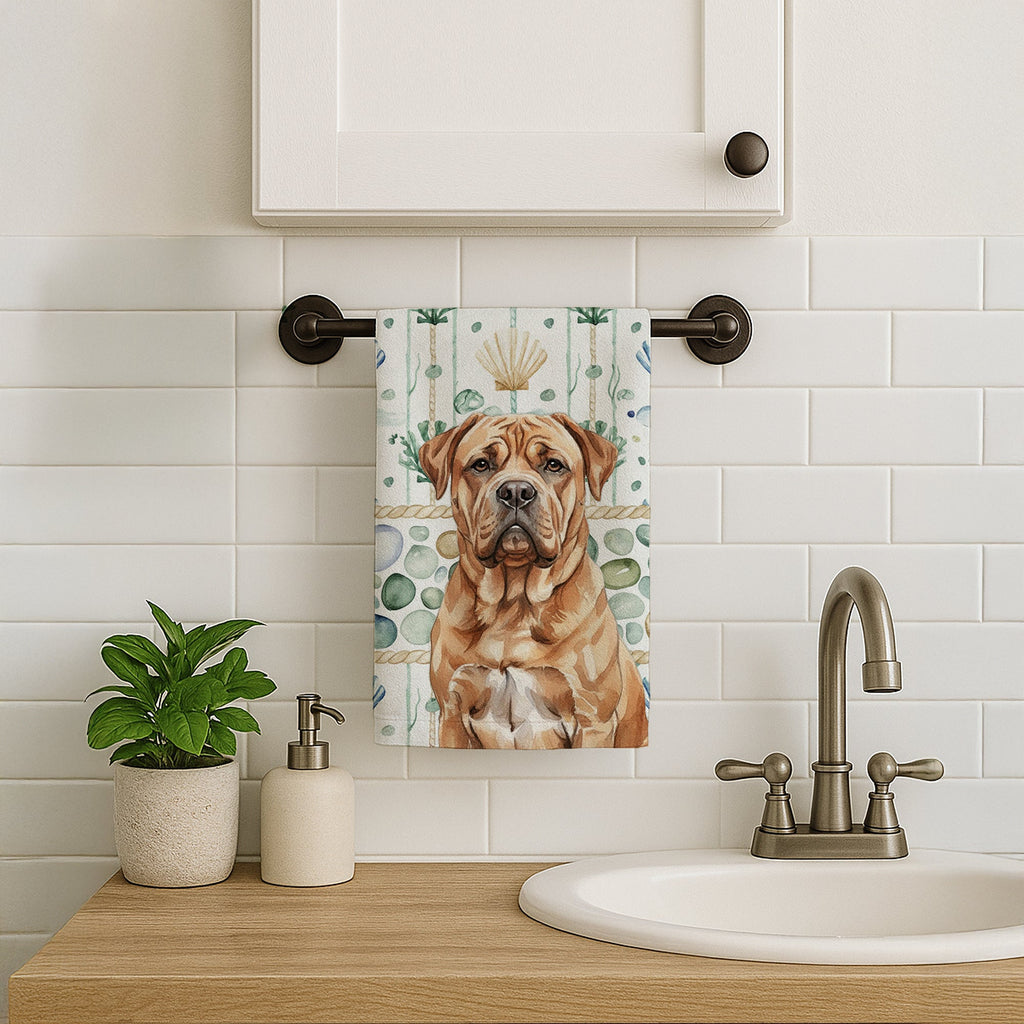 Dogue de Bordeaux Coastal Sea Glass Kitchen Towel Velour Plush Front and Cotton Loop Back Machine Washable