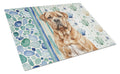 Dogue de Bordeaux Coastal Sea Glass Cutting Board Tempered Glass Kitchen Cutting Surface, Heat Resistant Chopping, Non-Slip Feet, Food Prep & Serving
