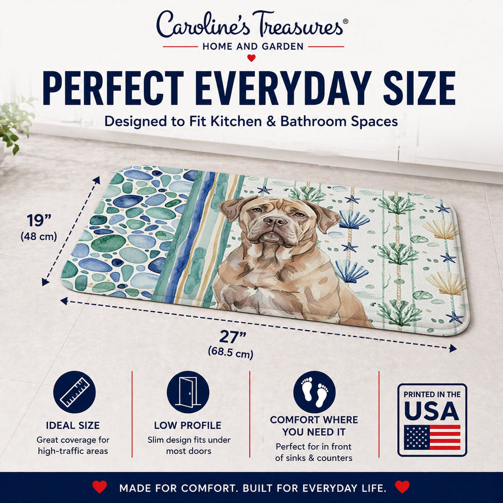 Isabella Dogue de Bordeaux Coastal Sea Glass Memory Foam Kitchen Mat Machine Washable Anti-Fatigue Cushion Comfort Bath or Kitchen Rug