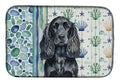Black English Cocker Spaniel Coastal Sea Glass Dish Drying Mat Absorbent Dish Drying Mat Pad for Kitchen Counter Dish Drainer Mat for Countertop, 14 x 21", Multicolor