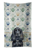 Black English Cocker Spaniel Coastal Sea Glass Kitchen Towel Velour Plush Front and Cotton Loop Back Machine Washable