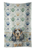 Blue Roan & Tan English Cocker Spaniel Coastal Sea Glass Kitchen Towel Velour Plush Front and Cotton Loop Back Machine Washable