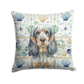 Blue Roan & Tan English Cocker Spaniel Coastal Sea Glass Decorative Throw Pillow 14x14 Indoor Outdoor Accent Cushion, Fabric Cover with Insert for Sofa, Bed, Porch & Living Room