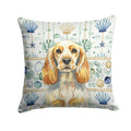 Lemon Roan English Cocker Spaniel Coastal Sea Glass Decorative Throw Pillow 18x18 Indoor Outdoor Accent Cushion, Fabric Cover with Insert for Sofa, Bed, Porch & Living Room