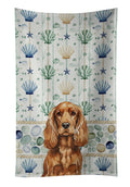 Red English Cocker Spaniel Coastal Sea Glass Kitchen Towel Velour Plush Front and Cotton Loop Back Machine Washable