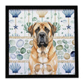 Apricot English Mastiff Coastal Sea Glass Framed Metal Print Bathroom, Kitchen, Office, Home Decor Wall Art Ready to Hang, Square, 8X8