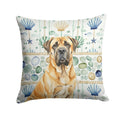 Fawn English Mastiff Coastal Sea Glass Decorative Throw Pillow 14x14 Indoor Outdoor Accent Cushion, Fabric Cover with Insert for Sofa, Bed, Porch & Living Room