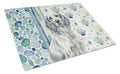 Blue Belton English Setter Coastal Sea Glass Cutting Board Tempered Glass Kitchen Cutting Surface, Heat Resistant Chopping, Non-Slip Feet, Food Prep & Serving