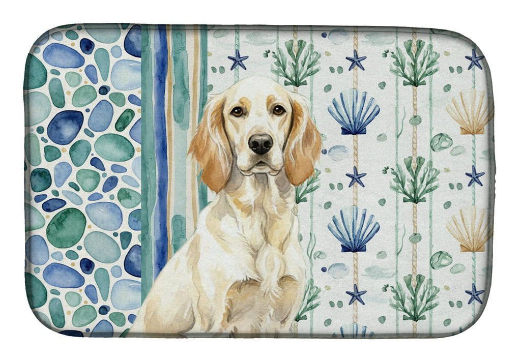 Lemon Belton English Setter Coastal Sea Glass Dish Drying Mat Absorbent Dish Drying Mat Pad for Kitchen Counter Dish Drainer Mat for Countertop, 14 x 21", Multicolor
