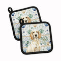 Lemon Belton English Setter Coastal Sea Glass Pot Holder Set of 2 Heat Resistant Quilted Hot Pads 7.5 x 7.5 Inch, Insulated Kitchen Trivets for Cooking & Baking