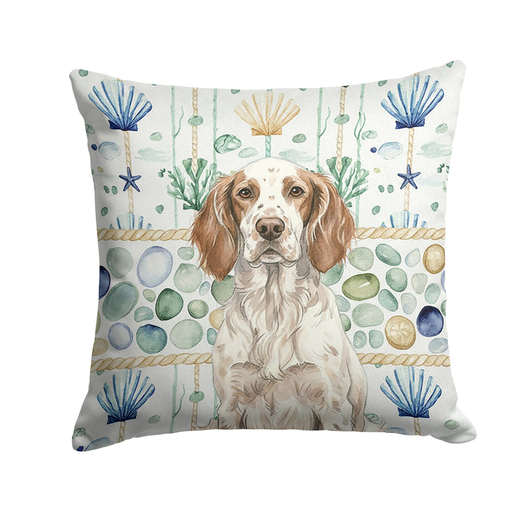 Liver Belton English Setter Coastal Sea Glass Decorative Throw Pillow 18x18 Indoor Outdoor Accent Cushion, Fabric Cover with Insert for Sofa, Bed, Porch & Living Room