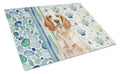 Orange Belton English Setter Coastal Sea Glass Cutting Board Tempered Glass Kitchen Cutting Surface, Heat Resistant Chopping, Non-Slip Feet, Food Prep & Serving