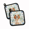Orange Belton English Setter Coastal Sea Glass Pot Holder Set of 2 Heat Resistant Quilted Hot Pads 7.5 x 7.5 Inch, Insulated Kitchen Trivets for Cooking & Baking